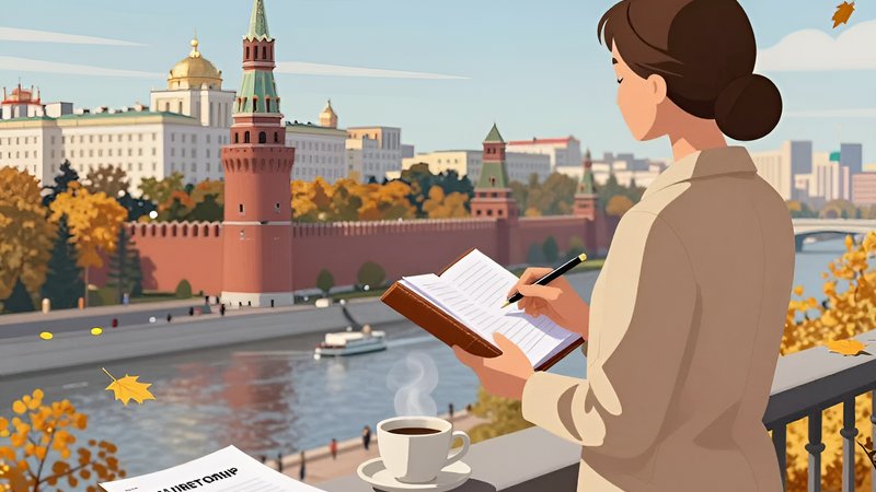 Предприниматель с документами на фоне осенней Москвы, планируя регистрацию ИП в октябре